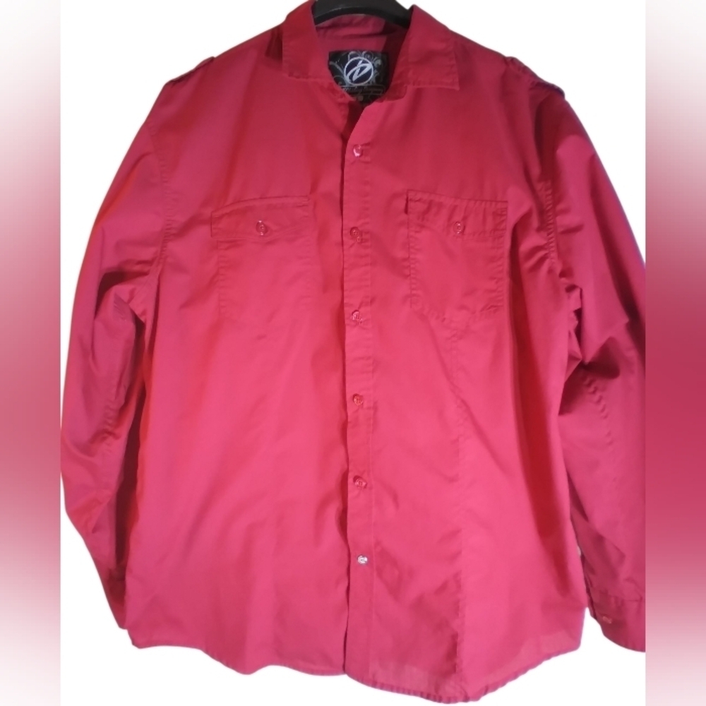 Drill Clothing Company Mens Burgundy Button Up Shirt Size Large Office Work